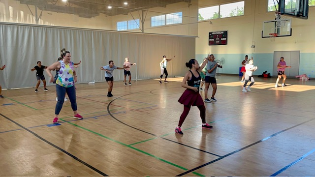 High-energy dance class in motion